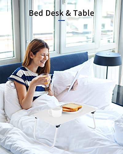 Ruxury Folding Lap Desk Laptop Stand Bed Desk Table Tray, Breakfast Serving Tray, Portable & Lightweight Mini Table for Sofa Couch Floor - White - color: White