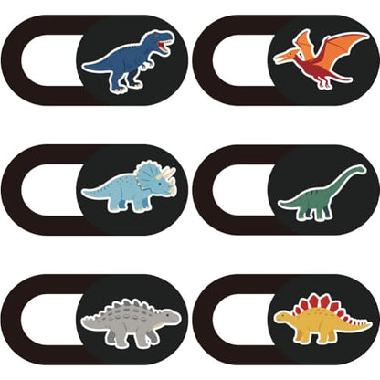 6Pcs 6 Styles Dinosaur Camera Cover Slide Sticker 0.03 Inch Privacy Guard Accessories, Computer Camera Cover Cute Protector Blocker for Desktop Loptop Tablet Notebook Mini PC Office Use - color: Dinosaur