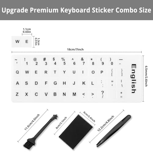 English Keyboard Sticker[5 in 1], Matte English Keyboard Alphabet Stickers with Black Font on White Background for Laptop & Desktop Computers - color: Black Letter