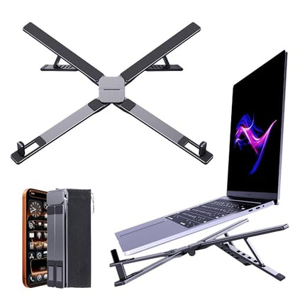Laptop Stand for Desk, Foldable Adjustable Computer Riser | 3-in-1 Riser Holder for Laptop/Tablet/Phone, X-Frame Foldable Stand Compatible with MacBook Air Pro/HP/Dell/iPad/iPhone