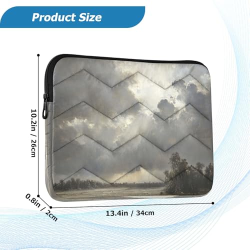 Sky Wetland Landscape Gray 13-14 Inch Laptop Sleeve Bag for Men Women Durable Protective Computer Carrying Cover with Waterproof Fabric Polyester Vertical Case for Most Tablet Portable Monitors