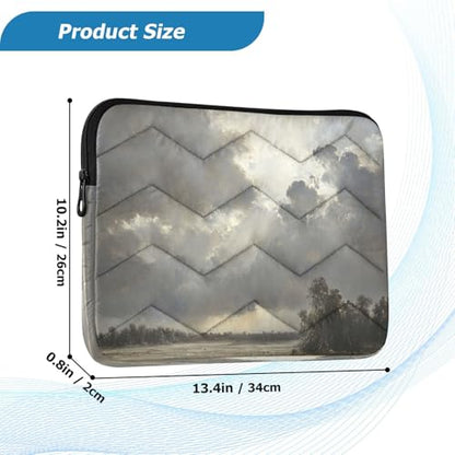 Sky Wetland Landscape Gray 13-14 Inch Laptop Sleeve Bag for Men Women Durable Protective Computer Carrying Cover with Waterproof Fabric Polyester Vertical Case for Most Tablet Portable Monitors