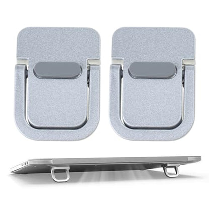 2Pcs Invisible Laptops Stand Portable Foldable Cooling Ergonomics Lightweight Bracket Mount Easy to Carry - color: Silver