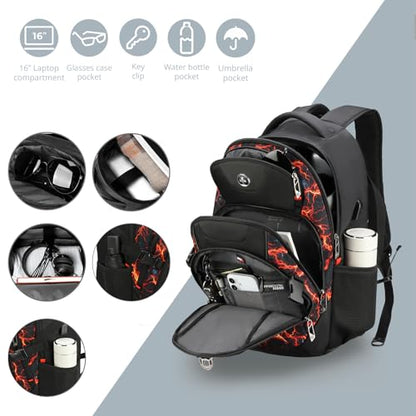 Swissdigital Laptop Backpack with USB Charging Port, Travel Backpack Fits 15.6 inches Computer, 31L Backpack for Men, Flame Red | SD803-97 - color: Flame Red