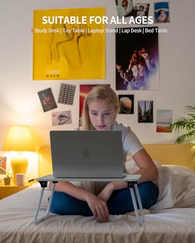 FISYOD Foldable Lap Desk, Laptop Bed Desk, Portable Bed Table, Laptop Stand for Bed & Couch, Lightweight & Mini - Black - color: Black
