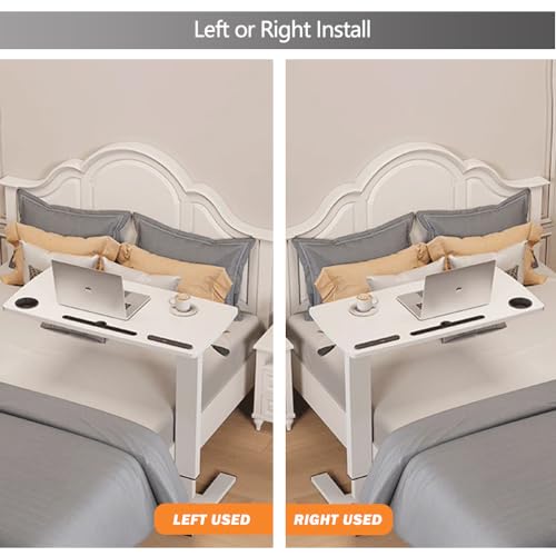 BeGyoku Overbed Table,Hospital Bed Table,Pneumatic Bedside Table Adjustable Over The Bed with Hidden Wheels&USB,Mobile Laptop Cart&Rolling Tray Table Hospital Home Use-White1 - color: White1-32" L X 16" W