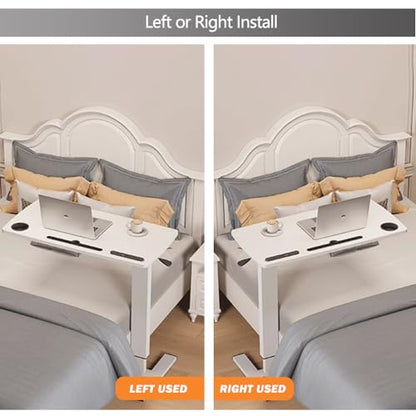 BeGyoku Overbed Table,Hospital Bed Table,Pneumatic Bedside Table Adjustable Over The Bed with Hidden Wheels&USB,Mobile Laptop Cart&Rolling Tray Table Hospital Home Use-White1 - color: White1-32" L X 16" W