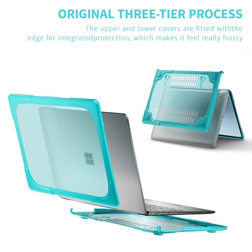 Batianda Durable Stand Case for Microsoft Surface Laptop 13.8 Inch, Blue | Ergonomic Foldable Stand, Heavy Duty Matte Hard Shell, Fits 2024-2026 Surface Laptop 7/8th Edition for Business 13.8 Inch - color: Blue
