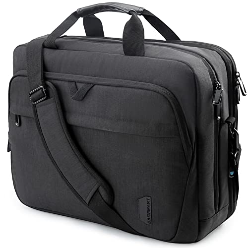 BAGSMART 18 Inch Laptop Bag Expandable Briefcase Computer Bag Men, Black | Women Laptop Shoulder Bag, Work Bag Business Travel Office - color: Black-18.4 Inch