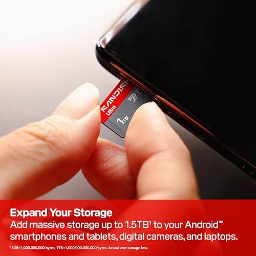 SANDISK 1TB Ultra microSD UHS-I Card - Up to 195MB/s Read Speed, Full HD Video, V10, U1, C10, A2 - SDSQUJQ-1T00-GZ6MA - size: 1TB, style: New Version