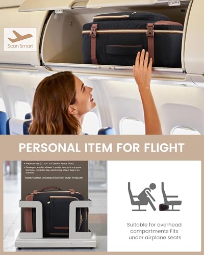 LOVEVOOK 50L Travel Backpack for Women Men with Garment Bag, Airline Approved Carry on Luggage Travel Essentials with 3 Packing Cubes, TSA Overnight Bags Weekender Essentials Backpacks fits 17" Laptop - color: Black-brown, size: 50L-4Pcs