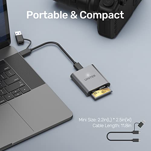 CFast Card Reader, Unitek USB 3.0 USB C CFast 2.0 Card Reader, Portable Aluminum CFast Memory Card Adapter Thunderbolt 3 Port Connection Supported, Compatible for SanDisk, Lexar, Transcend, Sony Card