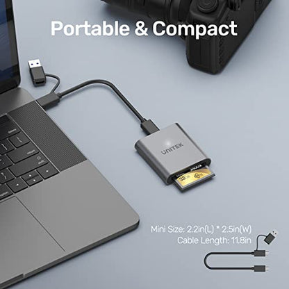 CFast Card Reader, Unitek USB 3.0 USB C CFast 2.0 Card Reader, Portable Aluminum CFast Memory Card Adapter Thunderbolt 3 Port Connection Supported, Compatible for SanDisk, Lexar, Transcend, Sony Card