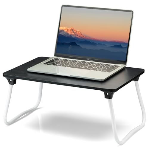 ZEAPTAC Laptop Bed Desk, Foldable Lap Desk, Portable Laptop Stand, Lightweight & Mini Table for Breakfast/Picnic/Drawing/Couch/Floor - Black - color: Black