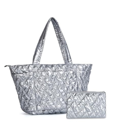 BUG Lightweight Women Laptop Tote Bag for Work, Casual Handbag for Travel Beach College Teacher - color: Sliver