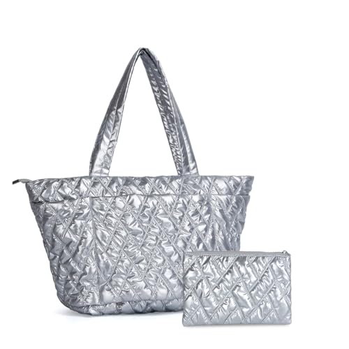 BUG Lightweight Women Laptop Tote Bag for Work, Casual Handbag for Travel Beach College Teacher - color: Sliver