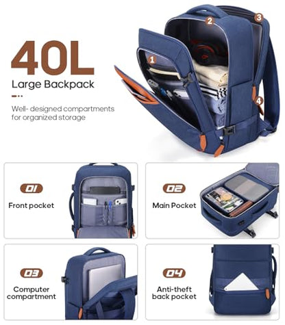 UKEIN Luggage Sets 3 Piece, PC Hardside Large Luggage 28 Inch With Spinner Wheels with TSA Lock, Checked Suitcase Set With Travel Backpack for Men (Blue, 3 piece set (28inch)) - color: Blue, size: 3 piece set (28inch)