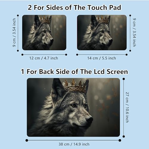 Universal Laptop Skin Sticker with 2 Wrist Pad Skins, Waterproof Scratch Resistant Vinyl Laptop Cover Decal, Cut to Fit for 11–15.6 Inch MacBook HP Dell Lenovo, King Wolf - color: King Wolf