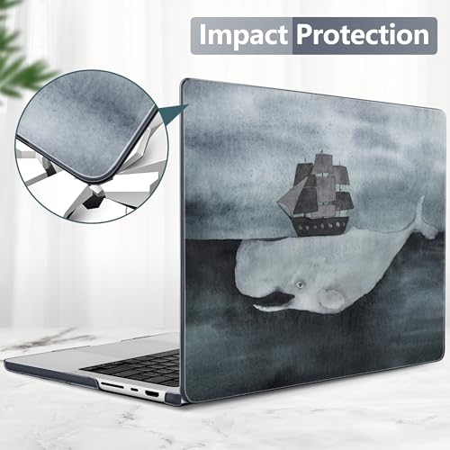 Batianda Case for New MacBook Pro 16 inch 2026 M5 2024 2023 Release with M4 M3 M2 M1 Pro/Max Chip,Slim Lightweight Protective Shell with Creative Pattern with Keyboard Cover & Screen Protector, Shark - color: Shark