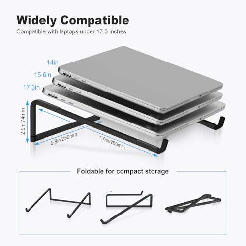 Foldable Laptop Stand for Desk, Black | Universal Laptop Riser, Ventilated Holder Mount, Compatible with MacBook, Notebook - color: Black