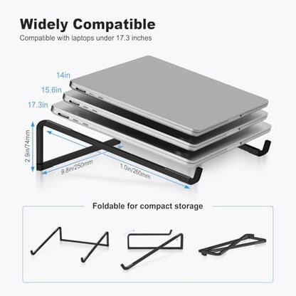 Foldable Laptop Stand for Desk, Black | Universal Laptop Riser, Ventilated Holder Mount, Compatible with MacBook, Notebook - color: Black