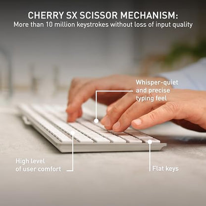 Cherry KC 6000C for MAC, Wired Mac Keyboard with Number Pad, USB-C Connection, Whisper-Quiet Keys, Thin Design, SX Scissor Switches, QWERTY, Silver/White