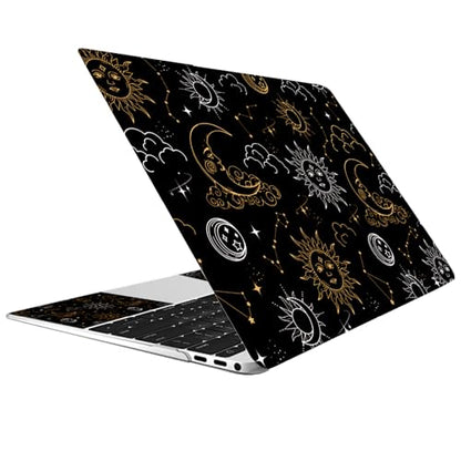 CREATCABIN Black Sun Moon Laptop Skin Sticker Decal Netbook Skin Sticker Notebook Art Decal 12" 13" 13.3" 14" 15" 15.4" 15.6 Inch Laptop Protector Cover Waterproof Scratchproof Removable Easy to Apply - style: Sun moon