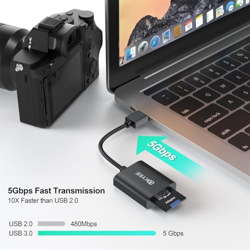 SD Card Reader, High-Speed USB 3.0 to Micro SD Card Reader, Dual Slot Simultaneous Read Write Compatible with SD,SDHC,SDXC MicroSD,MicroSDHC,MicroSDXC, for Windows,Mac,Linux Systems
