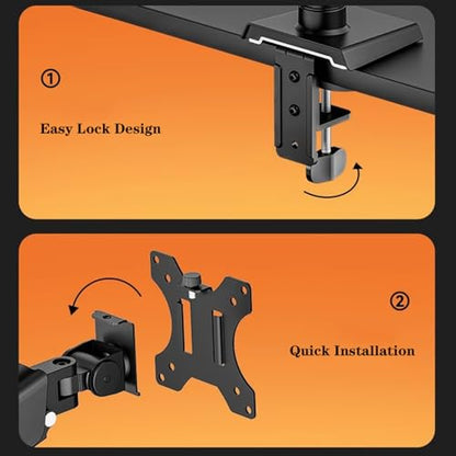 Monitor Arm 17"-32" Single Monitor Arm Mount, Aluminum Monitor Desk Stand, Articulating Mechanical Spring Arm Holds up to 19.8 Lbs, C-Clamp and Grommet Bases Adjustable Monitor Stands