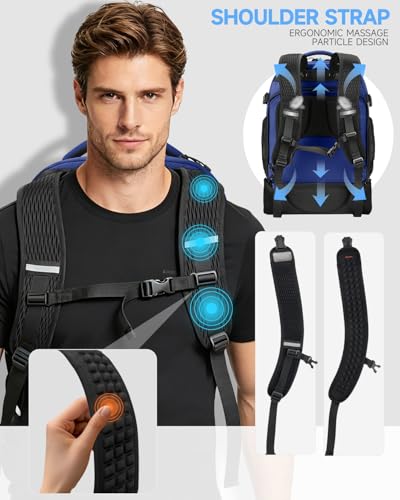 2-in-1 Detachable Backpack with wheels,56L Large rolling backpack-Splits into Daypack & Laptop Backpack Fits 17 Inch Laptop,Water Resistant Luggage suitcase,Air Travel,Weekend Trips - color: Blue