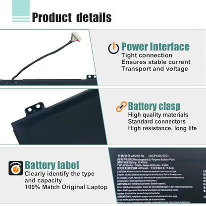 AP21B7Q Laptop Battery Replacement for Acer Predator Triton 300 SE PT314 51S 51NZ 52ML, for Swift Edge SFX16-61G Swift X 14 SFX14-71G Swift X SFX14-71G 52ZX 5911 74EQ Series 76Wh 4930mAh - size: 10.23*3.15*0.39inch AP21B7Q
