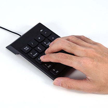 USB Numeric Keypad, Wired Number Pad Silent 18 Keys Number Keypad Keyboard Portable Financial Accounting Numpad Slim Mini Number Pad for Laptop Desktop PC Pro
