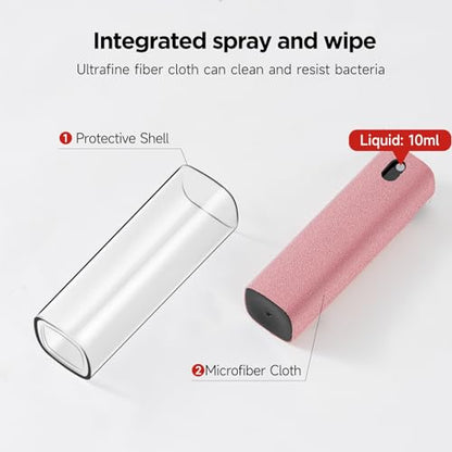 YTT Screen Cleaner, All-in-One Spray & Wipe Cleaner, with Transparent Protective Shell for All Phones, Laptop and Tablet Screens (Pink) - color: Pink