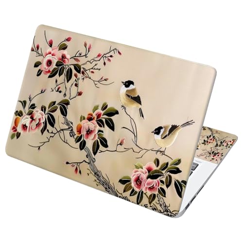 Universal Laptop Skin Sticker with 2 Wrist Pad Decals, 3-Piece Removable Vinyl Laptop Cover, Painting of Birds Flowers Waterproof Anti-Scratch, Easy-Trim Fit for 13.3" 14" 15.6" Laptops - color: Painting of Birds Flowers