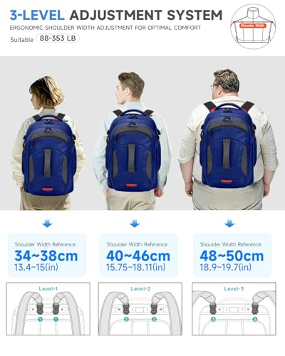 2-in-1 Detachable Backpack with wheels,56L Large rolling backpack-Splits into Daypack & Laptop Backpack Fits 17 Inch Laptop,Water Resistant Luggage suitcase,Air Travel,Weekend Trips - color: Blue