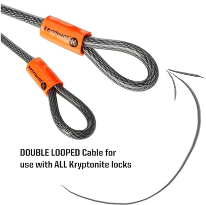 KryptoFlex 710 Double Loop Security Cable, 7FT Long Braided Steel Flex Bike Lock Anti-Theft Cable with Looped Ends for Outdoor Equipment, U-Lock and Padlock, 10mm Thick | bike-shift-cables-and-housing