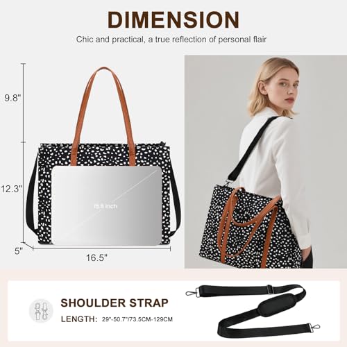 BTOOP Work Tote Bag for Women, Laptop Tote Bag With 15.6 Inch Padded Compartment, Teacher Nurse Bible Bags - color: A-leopard - Black