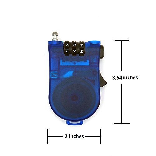 Crysto 3-Foot Retractable Cable Password Lock - color: Blue