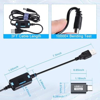 FARSENSE USB DC 5V to 12V Step Up Power Cable(3FT),USB C to DC 12V Adapter with DC Jack 5.5 x 2.5mm(Compatible with 5.5 x 2.1) and 3.5 x 1.35mm, Boost Converter Supports Voltage Display
