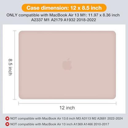 MOSISO Compatible with MacBook Air 13 inch Case M1 2021 2020 2019 2018 | A2337 A2179 A1932, Protective Hard Shell&Keyboard Cover&Screen Film&Pouch for MacBook Air 13.3 inch Case, Camel - color: Camel