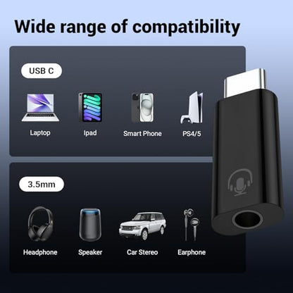 Fidioto 2Pack USB C to 3.5mm Audio Adapter, Black USB C to Headphone Jack Adapter Compatible with iPhone 16 Plus/16 Pro Max/Samsung Galaxy/Ultra/iPad Pro/MacBook/Pixel - color: 2pack-Black