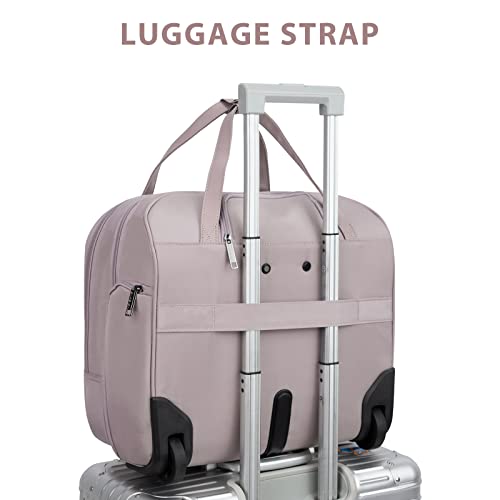 EMPSIGN Rolling Laptop Bag Women, Rolling Briefcase 15.6 Inch, Grey Pink | Water-Repellent, Airline Approved, Overnight Computer Bag, Rolling Briefcase with Wheels, Travel Business Work - color: Quilted Grey Pink