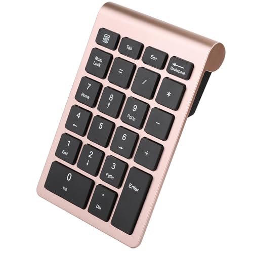 FILFEEL 22 Keys Numeric Keypad Rose Gold, Low Delay External USB Number Pad with Receiver, Compact Portable Left Side Numpad for Laptop PC, 3 Million Keystroke Lifespan, Compatible - color: Rose Gold