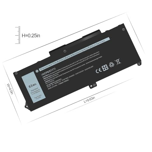 RJ40G 63Wh Laptop Battery Replacement for Dell Latitude 15 5520 14 5420, Precision 15 3560 Series Battery, Compatible M033W 01K2CF 075X16 WY9DX P137G P137G001 P104F P104F001 0WK3F1 0M3KCN.