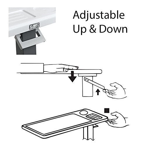Carex Rolling Overbed Table, Hospital Bed Table, Laptop Tables for Recliner, Bed, Bedside and Sofa, Computer Tables, Hospital Tray, Adjustable with Wheels and Secure Height Adjustment