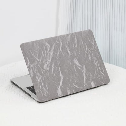 DTangLsm for MacBook Air 13 inch Case 2022-2018 M1 A2337 A2179 A1932, Faux Leather Plastic Hard Shell Case & Keyboard Cover, Has Logo Cutout, Wrinkled Grey - color: A97-Wrinkle Grey