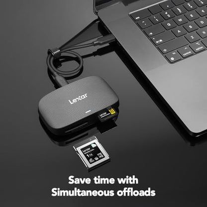 Lexar CFexpress Type B/SD Card Reader, Up to 10Gbps, USB 3.2 Gen 2 | Designed for CFexpress Type B & SD Cards, Dual-slot Simultaneous Offload, Includes USB-C/A Adapter, LRW520U-RNBNG - style: CFexpress Type B / SD USB 3.2 Reader