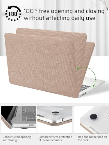 Seorsok Compatible with MacBook Pro 14inch Case 2026 2025-2021 M5 M4 M3 A3426 A3427 A3434 A3112 A3185 A3401 M2 A2779 M1 A2442,Plastic Hard Shell Case&Keyboard Cover,Brown Woven No Logo Cutout - color: Brown Woven, size: Pro14 A3426/A3427/A3112/A3185/A3401