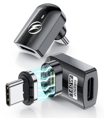 HanCenDa 90 Degree USB C Magnetic Adapter 2Pack, Right Angle Magnetic USB C Adapter with 40Gbps Data Transfer PD 140W Charge 8K 60Hz Video for Thundebolt, MacBook Pro/Air and More Type C Devices - style: Horizontal