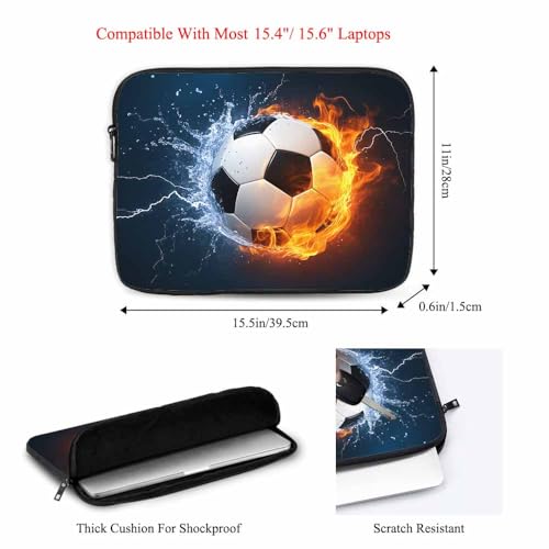 Laptop Sleeve Bag 15.4 15.6 Inch,Soccer Ball in Fire and Water Football Protective Polyester Computer Cases Laptop Cover Briefcase Bag Tablet Travel Cover - color: LPS-022